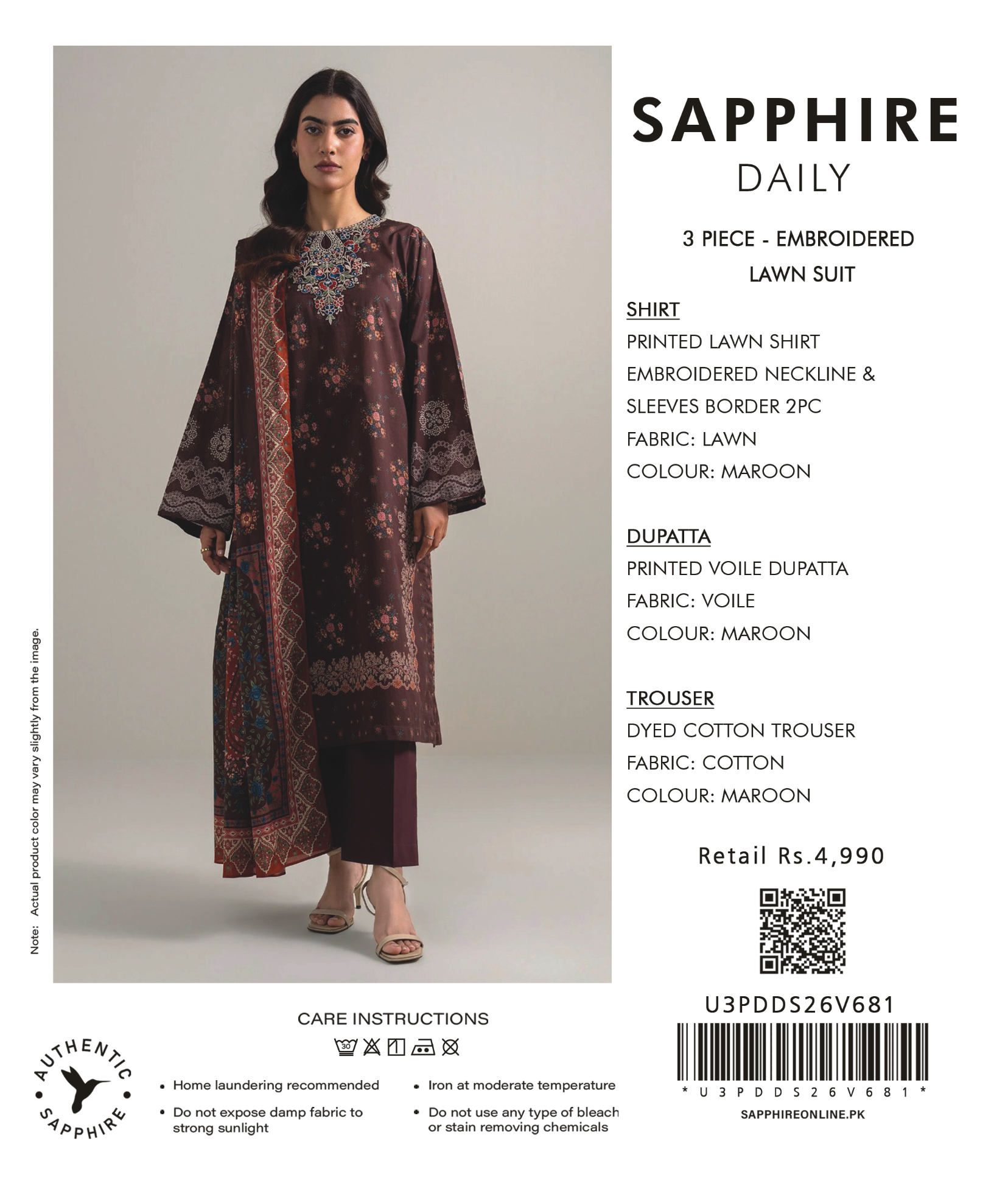 Sapphire Emb Lawn 3pc